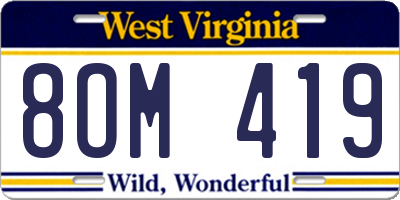 WV license plate 8OM419