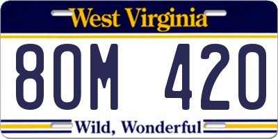 WV license plate 8OM420