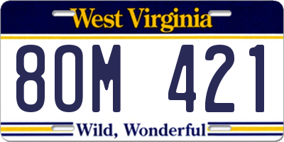 WV license plate 8OM421