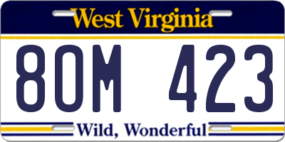 WV license plate 8OM423