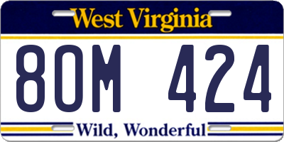 WV license plate 8OM424