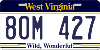 WV license plate 8OM427