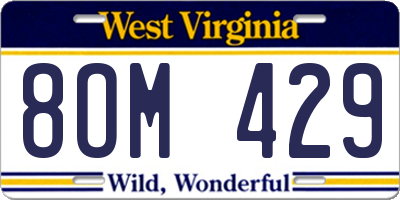 WV license plate 8OM429