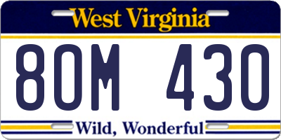 WV license plate 8OM430