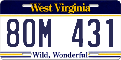 WV license plate 8OM431
