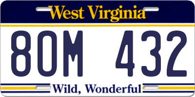 WV license plate 8OM432