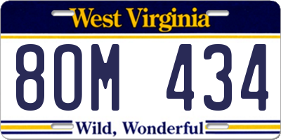 WV license plate 8OM434