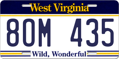 WV license plate 8OM435