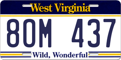 WV license plate 8OM437
