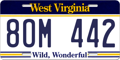 WV license plate 8OM442