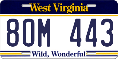 WV license plate 8OM443
