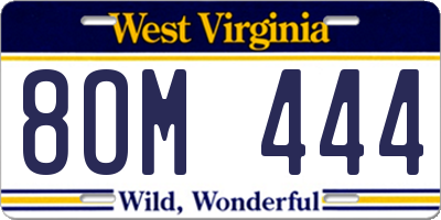 WV license plate 8OM444