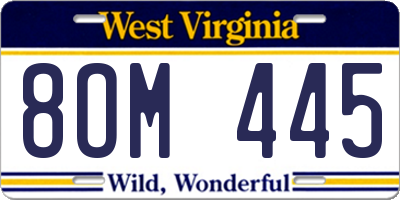 WV license plate 8OM445