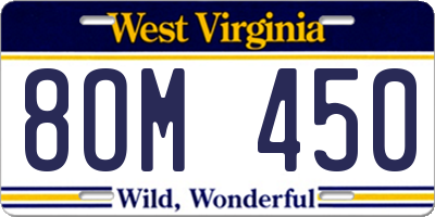 WV license plate 8OM450
