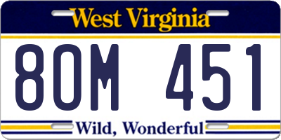 WV license plate 8OM451