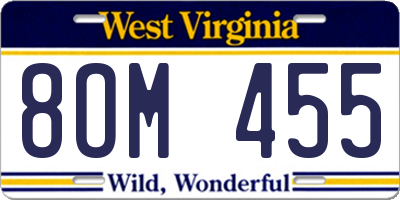 WV license plate 8OM455