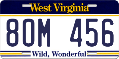 WV license plate 8OM456