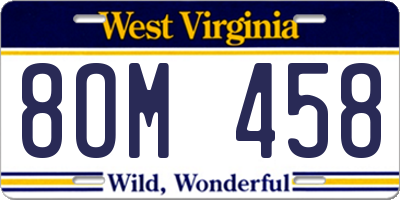 WV license plate 8OM458
