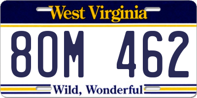 WV license plate 8OM462