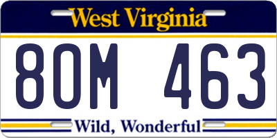 WV license plate 8OM463
