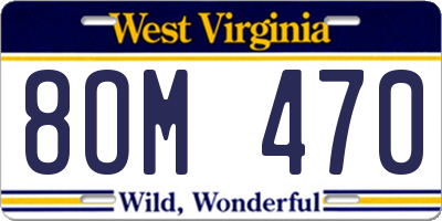 WV license plate 8OM470