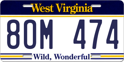 WV license plate 8OM474