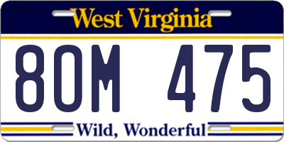 WV license plate 8OM475