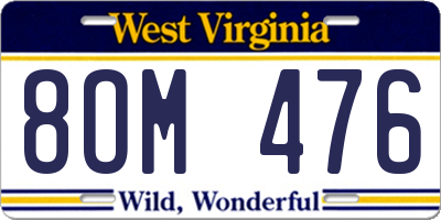 WV license plate 8OM476