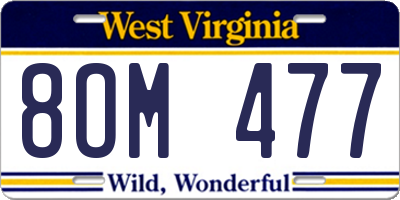 WV license plate 8OM477