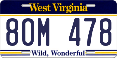 WV license plate 8OM478