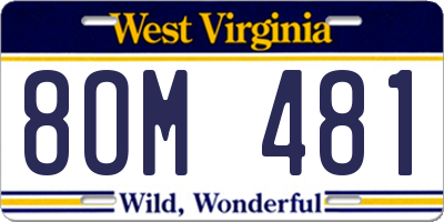WV license plate 8OM481