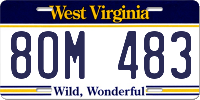 WV license plate 8OM483