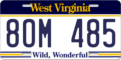 WV license plate 8OM485
