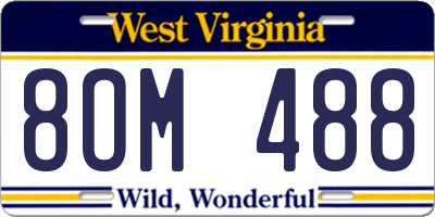 WV license plate 8OM488