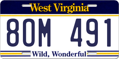 WV license plate 8OM491