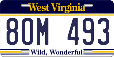 WV license plate 8OM493