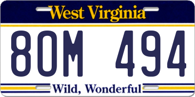 WV license plate 8OM494