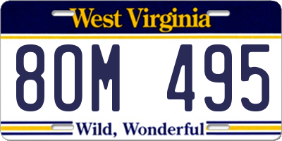 WV license plate 8OM495