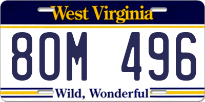 WV license plate 8OM496
