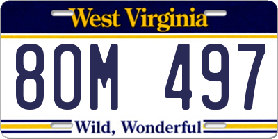 WV license plate 8OM497