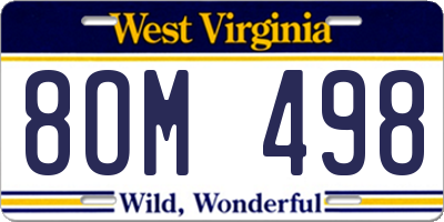 WV license plate 8OM498