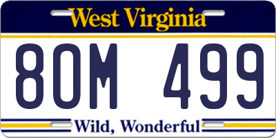 WV license plate 8OM499