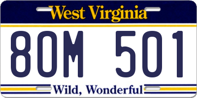 WV license plate 8OM501
