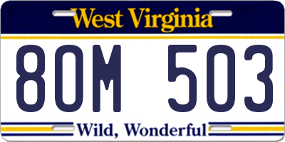 WV license plate 8OM503