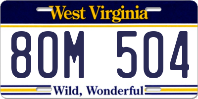 WV license plate 8OM504