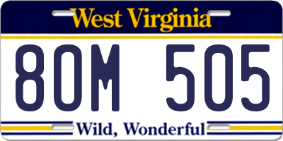 WV license plate 8OM505