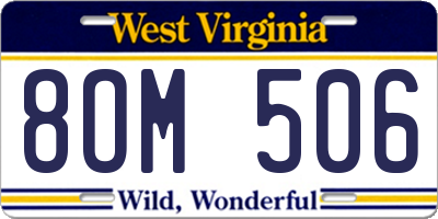 WV license plate 8OM506