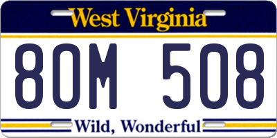 WV license plate 8OM508