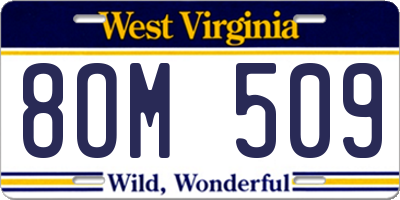 WV license plate 8OM509