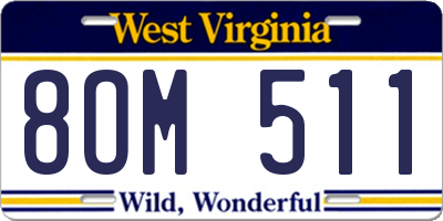 WV license plate 8OM511